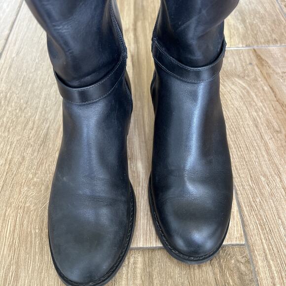 Michael Kors Tall Black Leather Riding Boots Womens Size 5 Zip Designer *Read - Picture 3 of 12